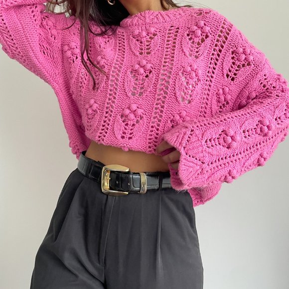 Zara Sweaters - Zara Women pink pom pom knit slouchy sweater
